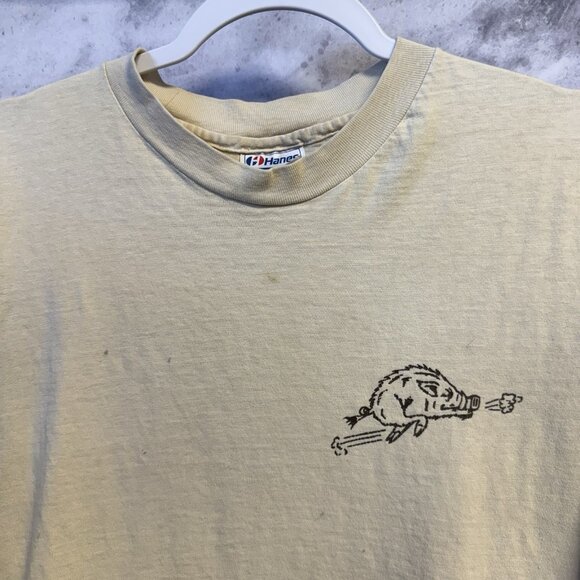 Vintage 90s Hogs Breath Inn T Shirt Mens XL 21.5x26.5 Tan Short Sleeve - Picture 4 of 16